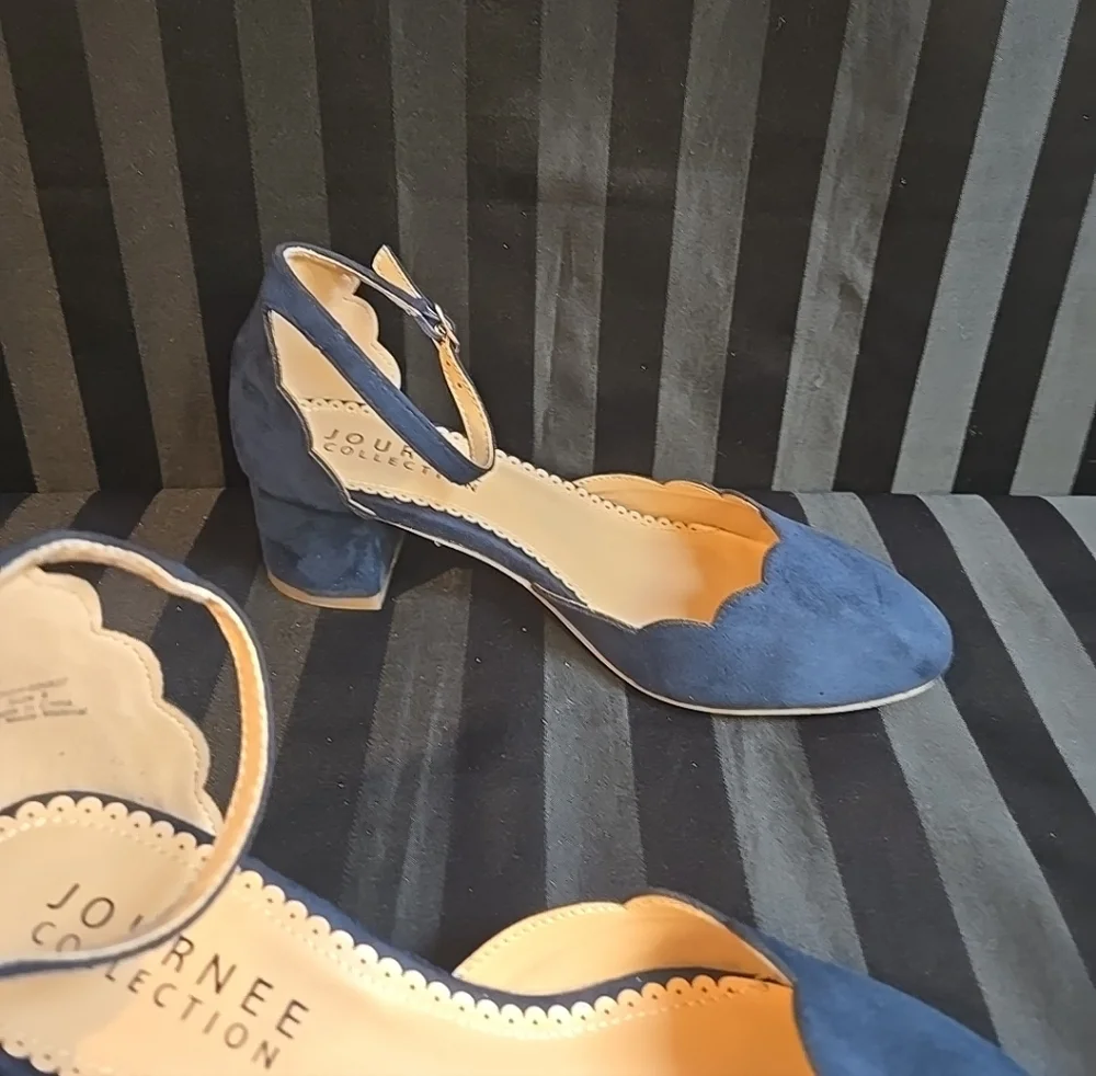 New No Box Journee Collection Women's US 8 Edna Pump Heels Navy Blue - Picture 9 of 13